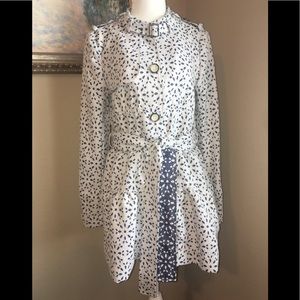 Anthropologie Elevenses White Chambray Eyelet Coat
